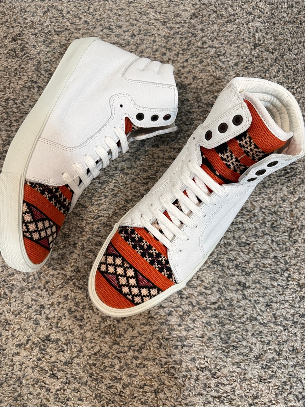 COBRA SOCIETY Mens White Orange Leather Sneaker shoes Size 44 EU 11 US
